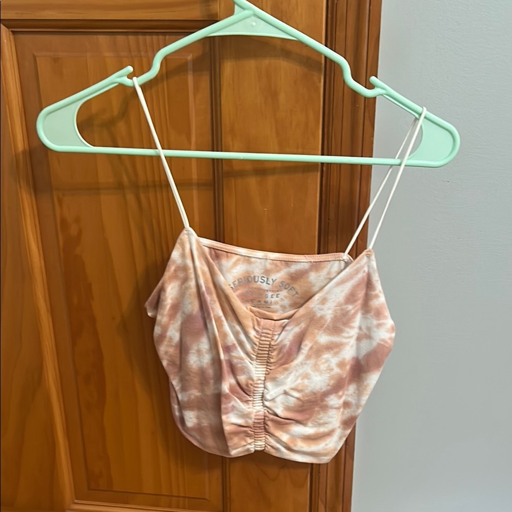 Aeropostale Peach and White Tie-Dye Camisole